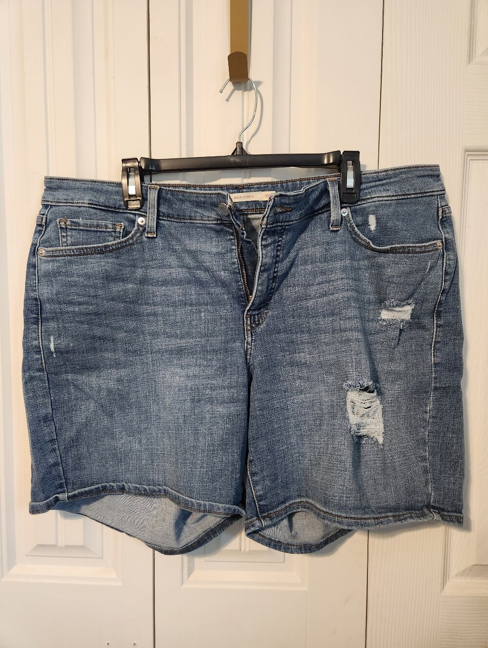 Levi's Medium Blue Distressed Denim Shorts